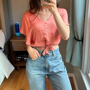 Express Peach Flutter Sleeve Top